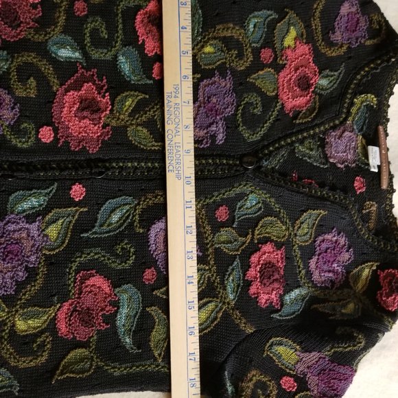 Peruvian Connection Art-to-Wear Embroidered Pima Cotton Button Cardigan - Picture 5 of 8